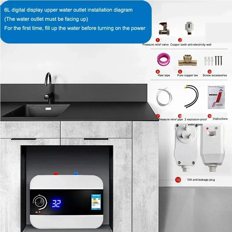 Home Appliance Electric Water Heater 10L Large Capacity Water Storage Type Kitchen Small Electric Water Heater That Is Hot For W