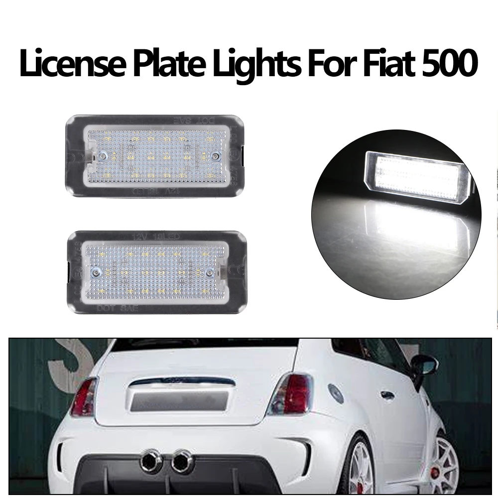 For Fiat 500 Abarth 500 Car License Number Plate Lights 2Pcs Auto Accessories LED license plate lights