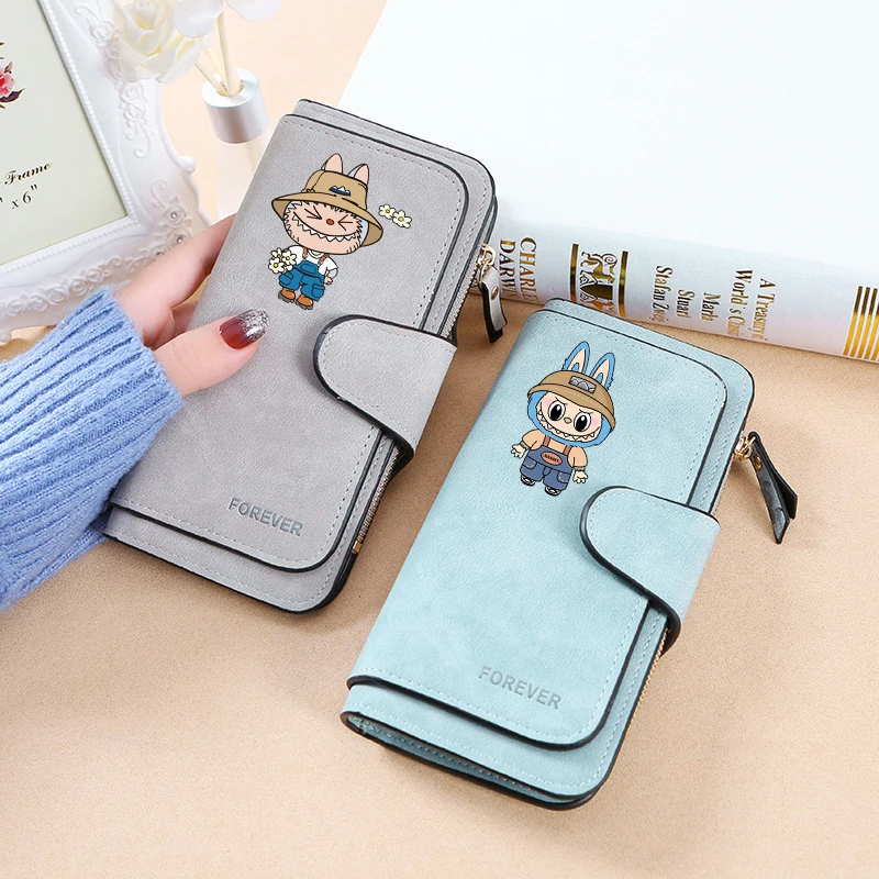 Labubu High-end Wallets for Women Pop Mart Anime Fashion Credit Card Holder Female Korean Style High-capacity Money Bag Gifts