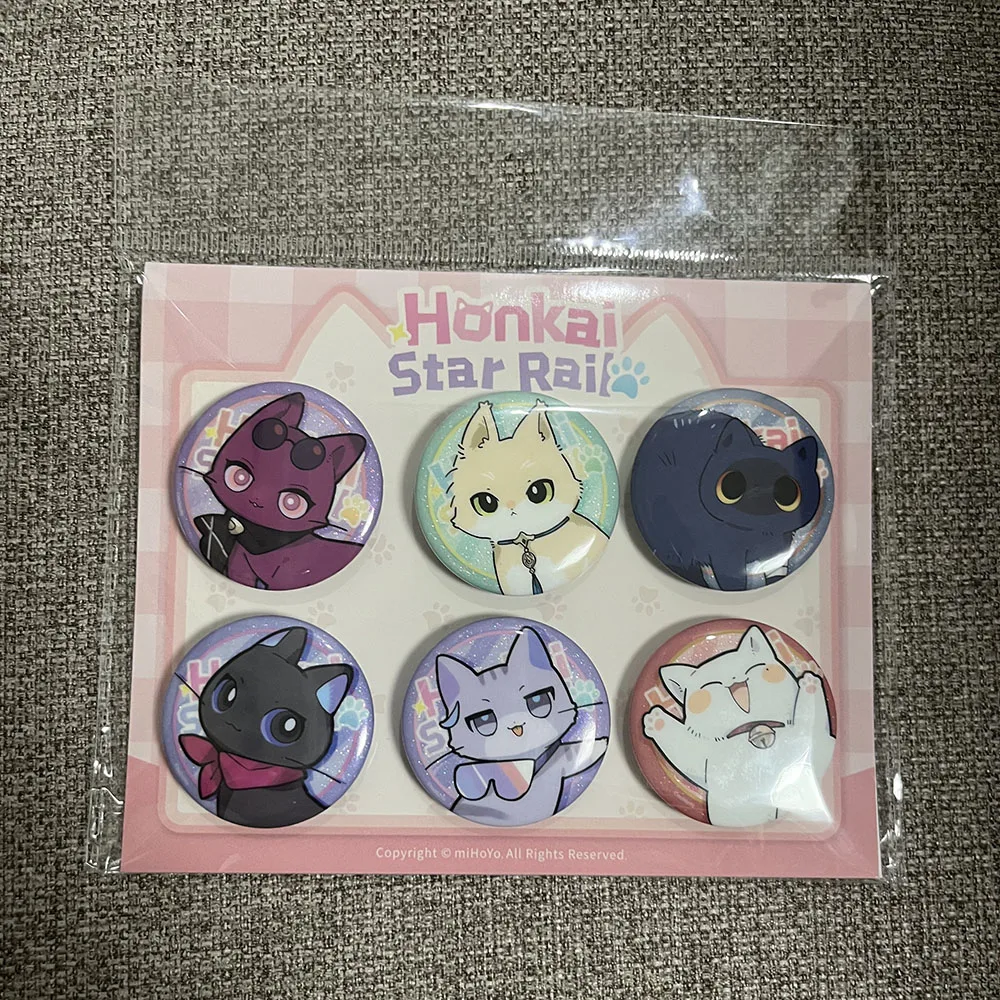 Sunsyea Honkai Star Rail Official Merch miHoYo Original Authentic Cat Series Badge 6 Pieces Jing Yuan Blade Kafka Luocha Seele