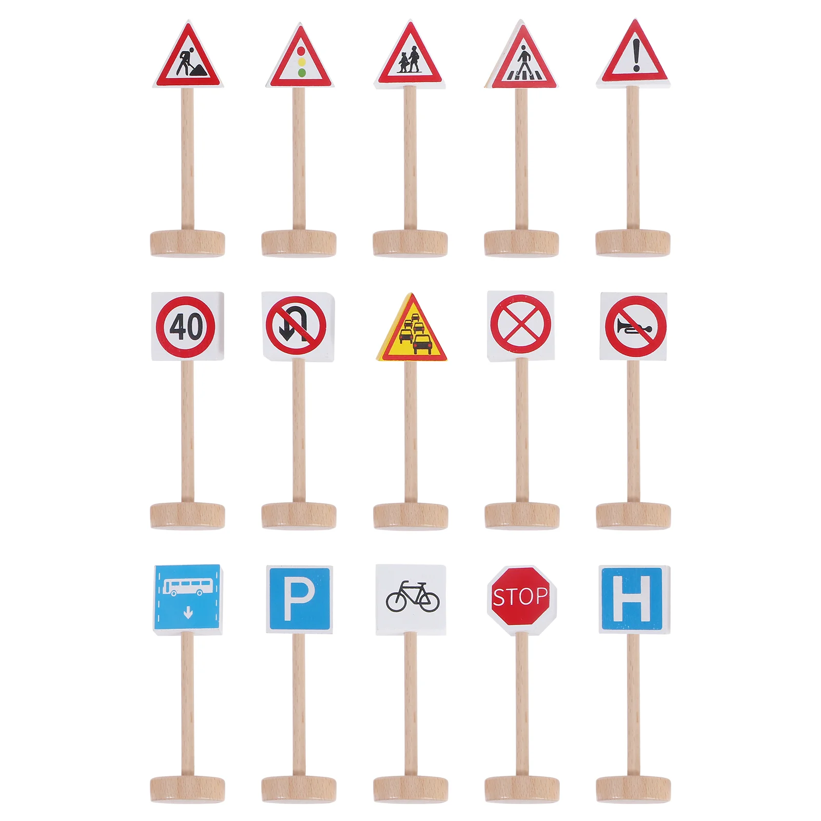 

15 PCS Childrens Toys Children’s Model Traffic Signs for Teaching Puzzle The Wooden