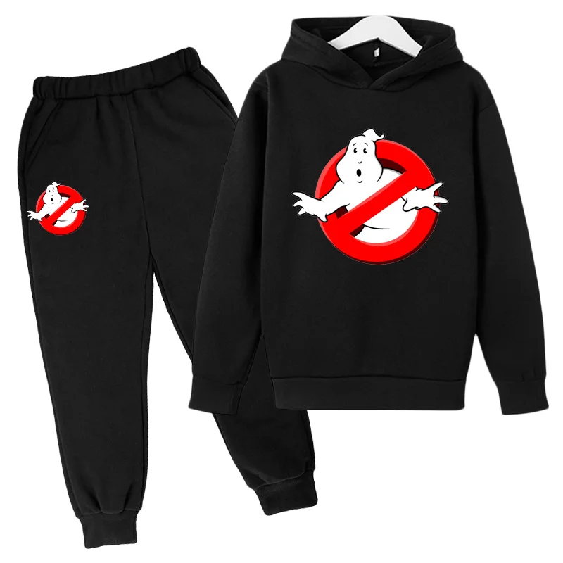 Fashion Anime Casual Children\'s Hoodie +pants Boys Girls Sweatshirt Set Toddler 3-12 Year Clothing Kids Ghostbusters Coat