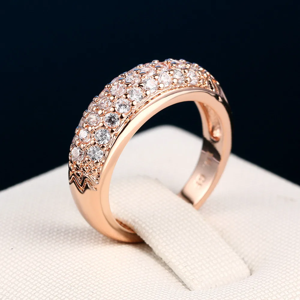 ZHOUYANG Wedding Ring For Women Elegant Cubic Zirconia Rose Gold Color Fashion Jewelry Austrian Crystals Gift ZYR061 ZYR109