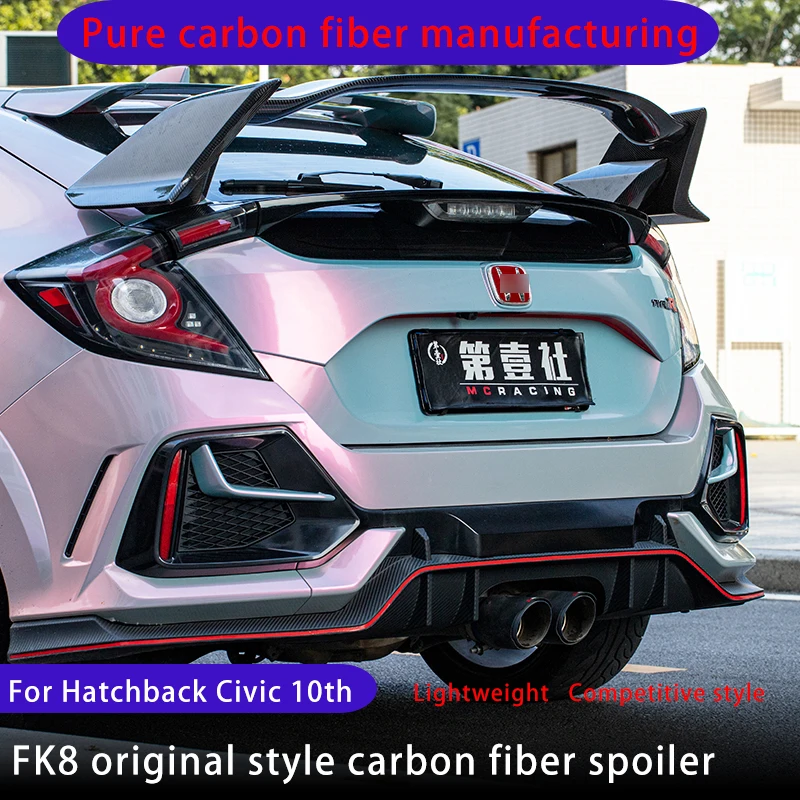 Carbon fiber spoiler for Honda 10th generation Civic 2016- 2021 hatchback Civic Sport SI FK4 FK7 modified FK8 original top wing