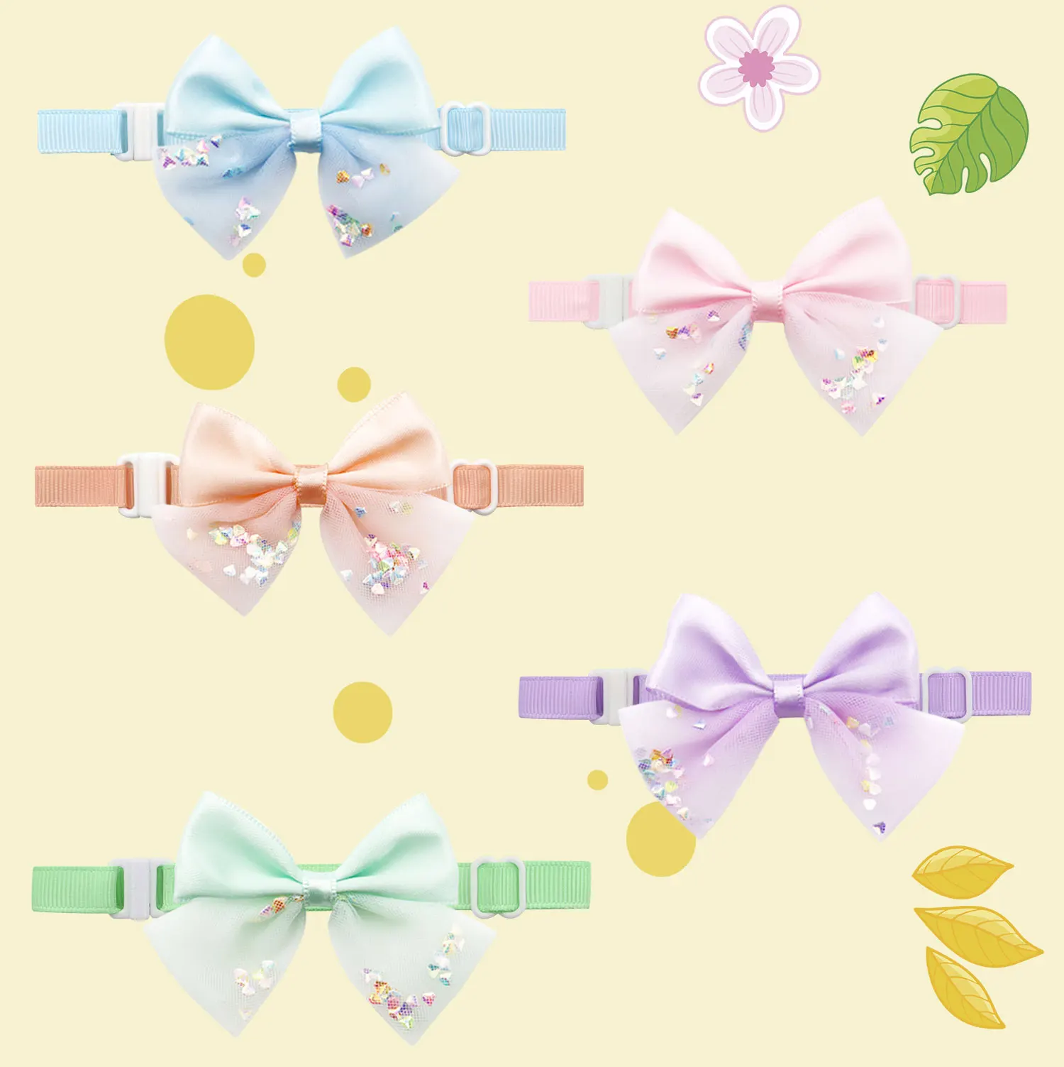 50/100Pcs Dog Grooming Bows Ties Bling Soft Yarn Adjustable Dog Bowtie Collar Accessories Bows For Puppies Girls Cat Pet Product