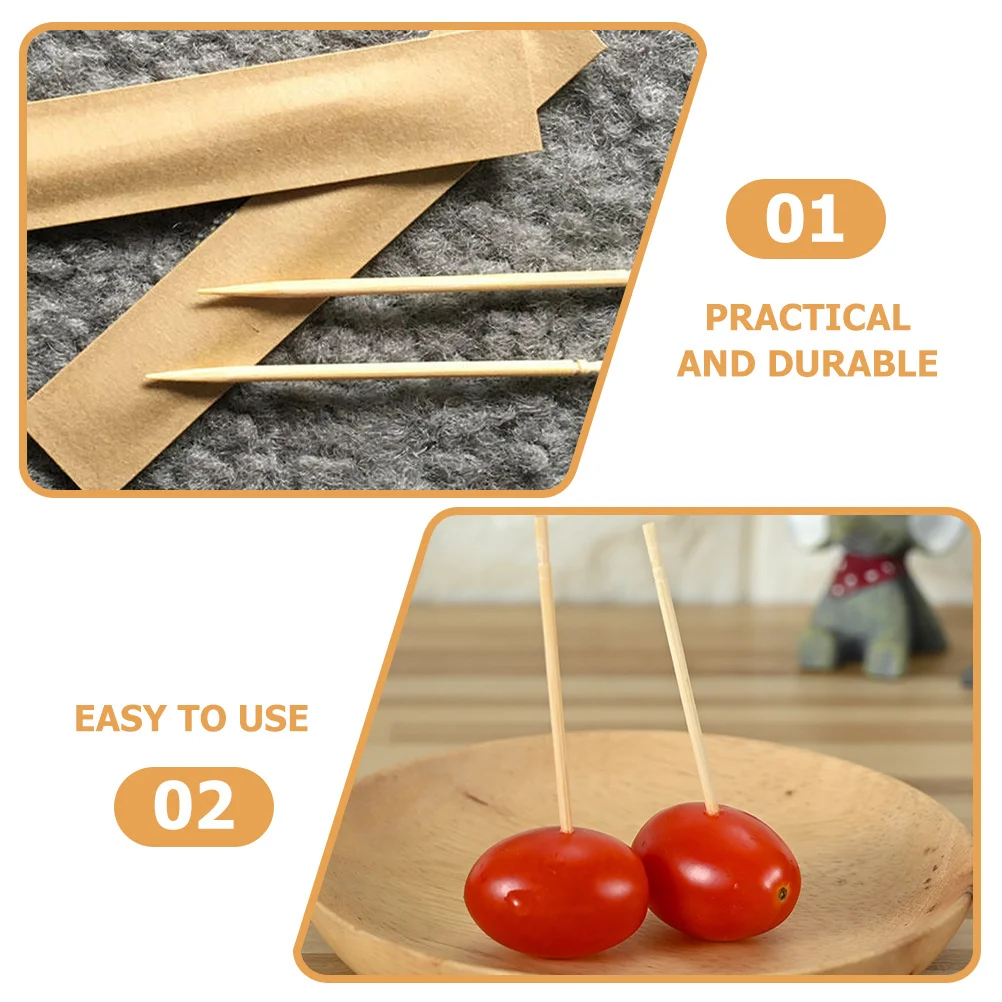 

Bamboo Toothpicks with Kraft Packaging Single Point Fruit Picks Party Food Tools Dining Accessories 1 Box
