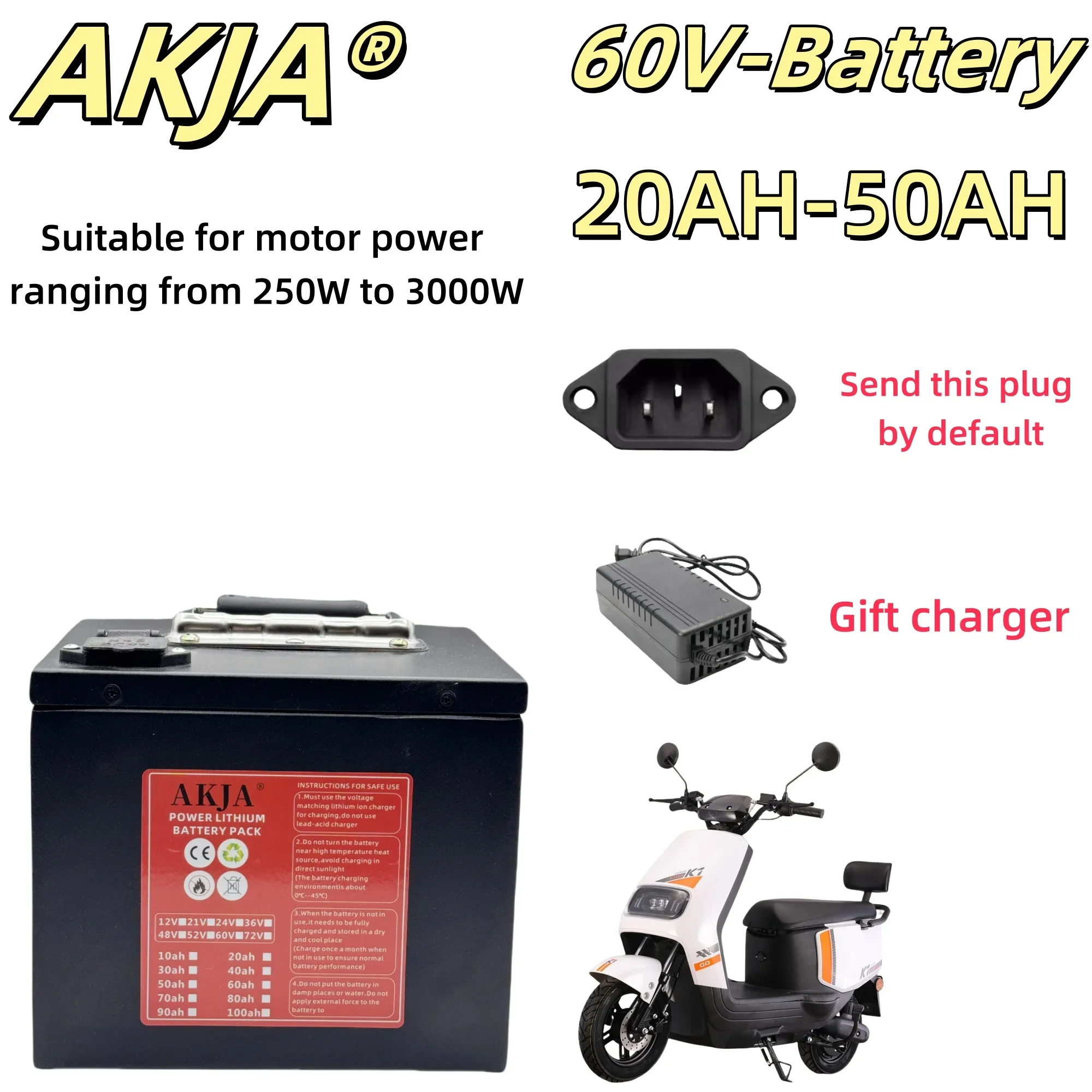 

Air fast transportation，60V50AH，Full capacity，Send within 24 hours，New 18650 lithium battery，Suitable for motors under 3000W