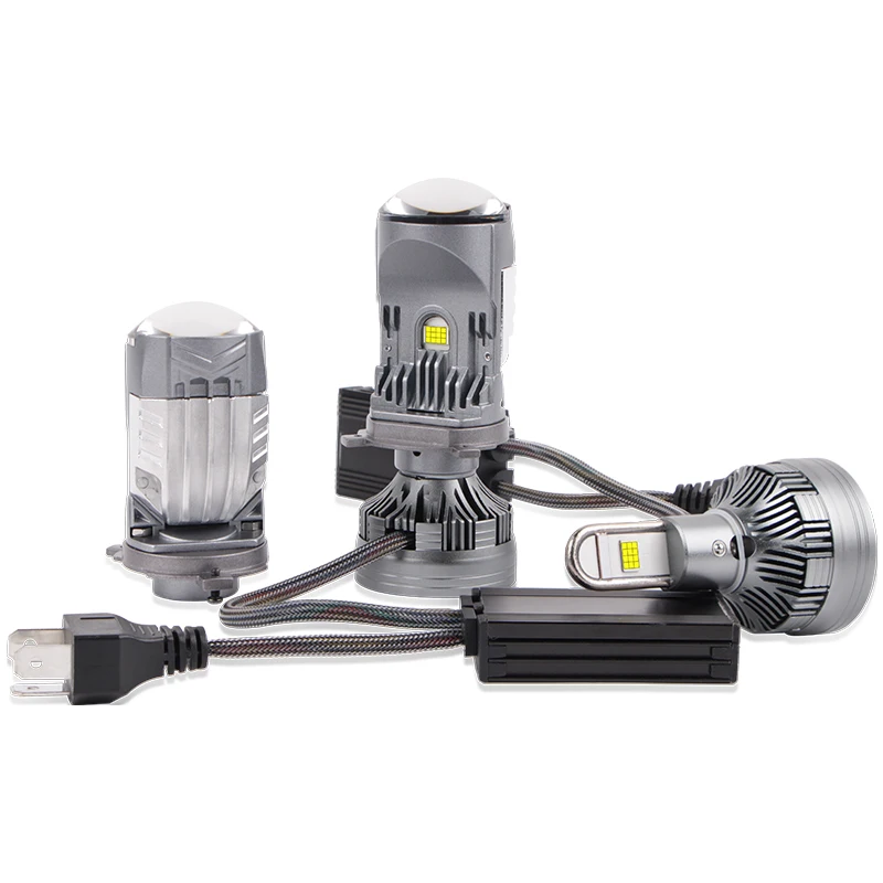 MO1U H4 Mini Projector Lens Car Headlights High Low Light 120W 6000K Bi LED Projector H4 Led Headlight