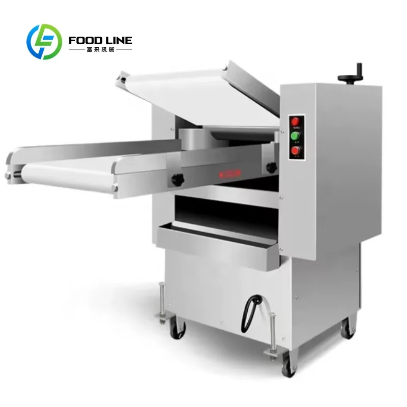 Automatic Pizza Dumpling Bread Dough Press Maker with Conveyor Belt Adjustable Thickness Electric Dough Sheeter Machine Custom