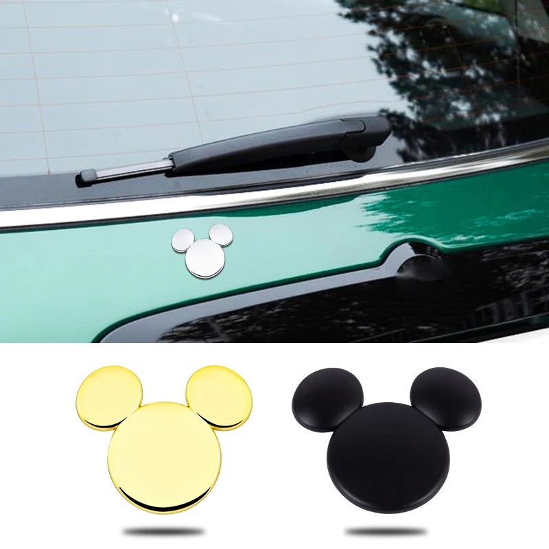 6x5cm 1Pcs/Lot Ear Metal Car Personality Car Stickers 3D Stereo Creative Car Logo Mickey Minnie Decorative Decal Accessories