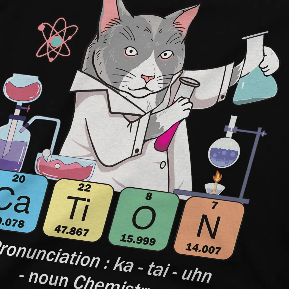 Periodic Table Of Elements Funny Inorganic Chemistry Cat Tshirt Homme Men\'s Clothes Polyester T Shirt For Men