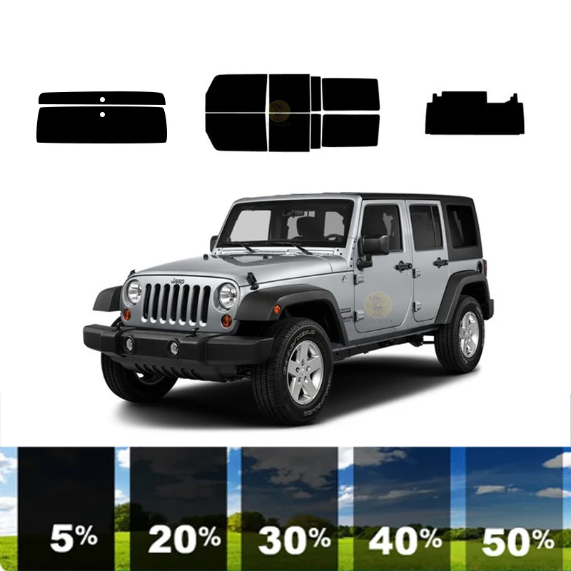 precut Removable Window Tint Film For Car 100% UVR 5%-35%VLT Heat Insulation Carbon ﻿For JEEP WRANGLER 4 DR SUV 2007-2010