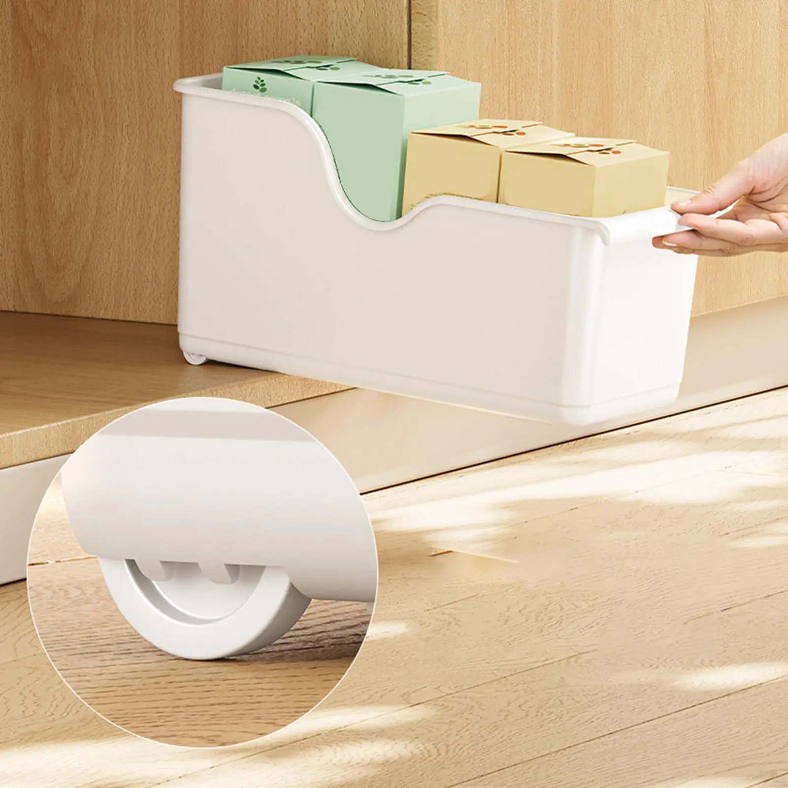 Storage Bin with Wheels Container Household Home Modern Narrow Organizer for Crafts Condiments Cabinet Kitchen Bathroom