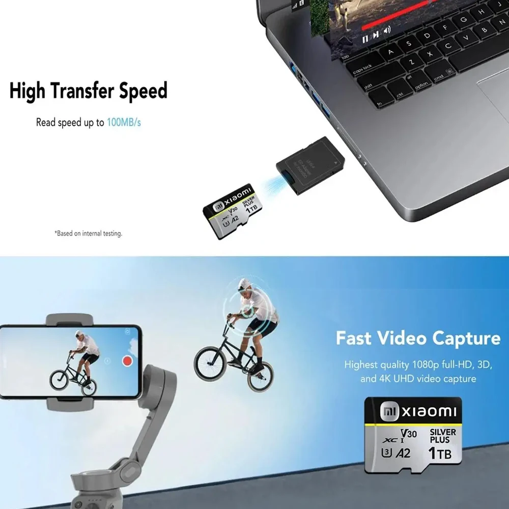 بطاقة ذاكرة Xiaomi Ultra Micro TF SD سعة 128 جيجابايت بطاقة ذاكرة SD صغيرة 2 تيرا بايت 1 تيرا بايت فئة 10 بطاقة ذاكرة فلاش TF عالية السرعة 512 جيجابايت لتخزين الهاتف