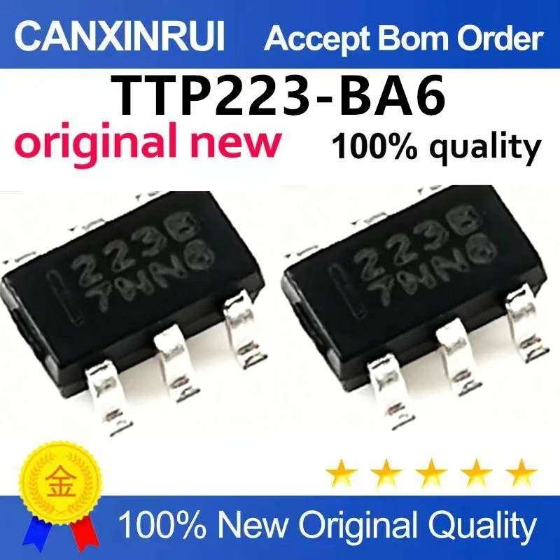 （5pcs-10pcs）Original genuine patch TTP223E-BA6 SOT23-6 single button touch detection chip