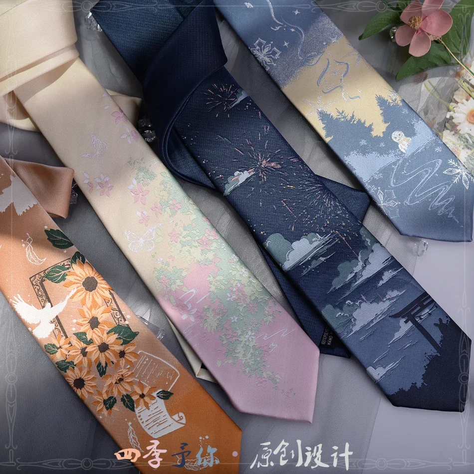 Anime cuatro estaciones diseño corbata cuello Cosplay Prop JK DK uniforme camisa ropa Jacquard juego de rol moda hombres mujeres accesorio regalo