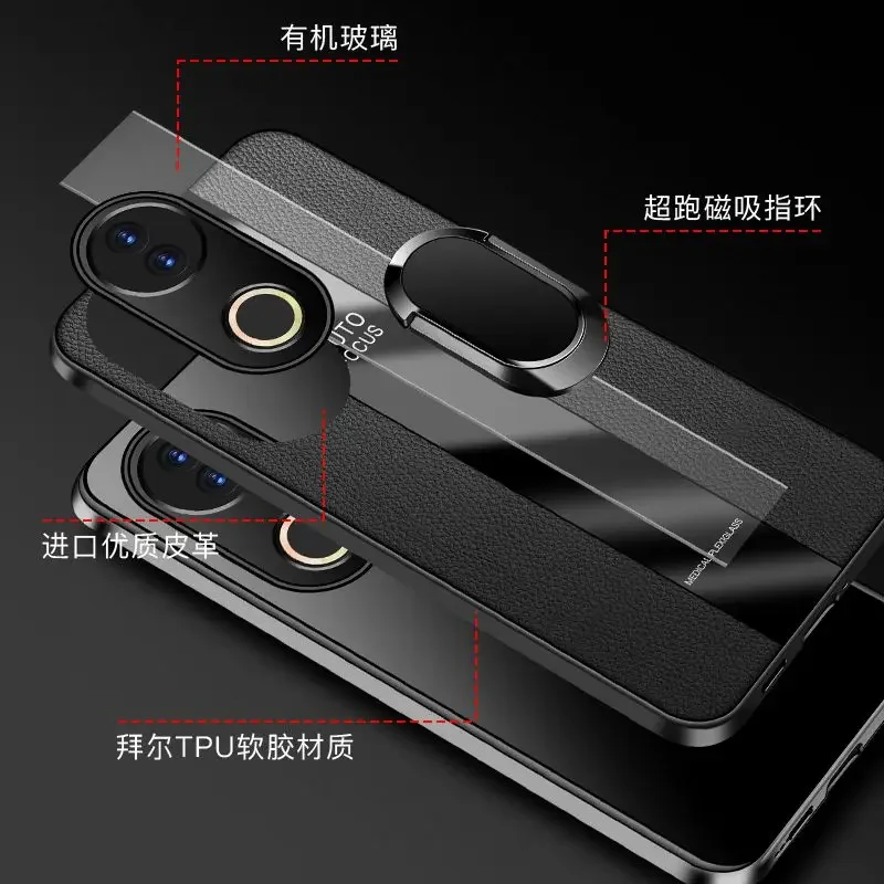 Para vivo t4 ultra s20 pro caso moda colorblock luxo suporte de couro pele-amigável anti-queda capa para vivo t 4 ultra funda