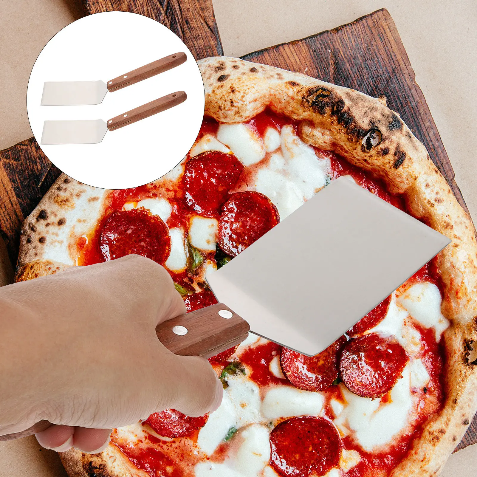 

1Pcs Stainless Steel Flat Spatula Ergonomic Non Slip Handle for Steak Pizza Pancake Bbq Cooking Kitchen Gadget Grill Shovel