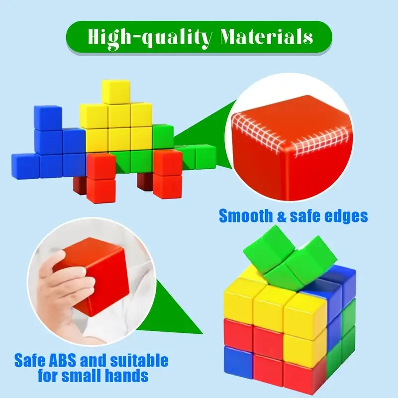 Kleurrijk 3D leren opbouw mijn magnetische kubussen, doe-het-zelf constructief cognitief magnetisch speelgoed voor kinderen, geschikt voor jongens en meisjes