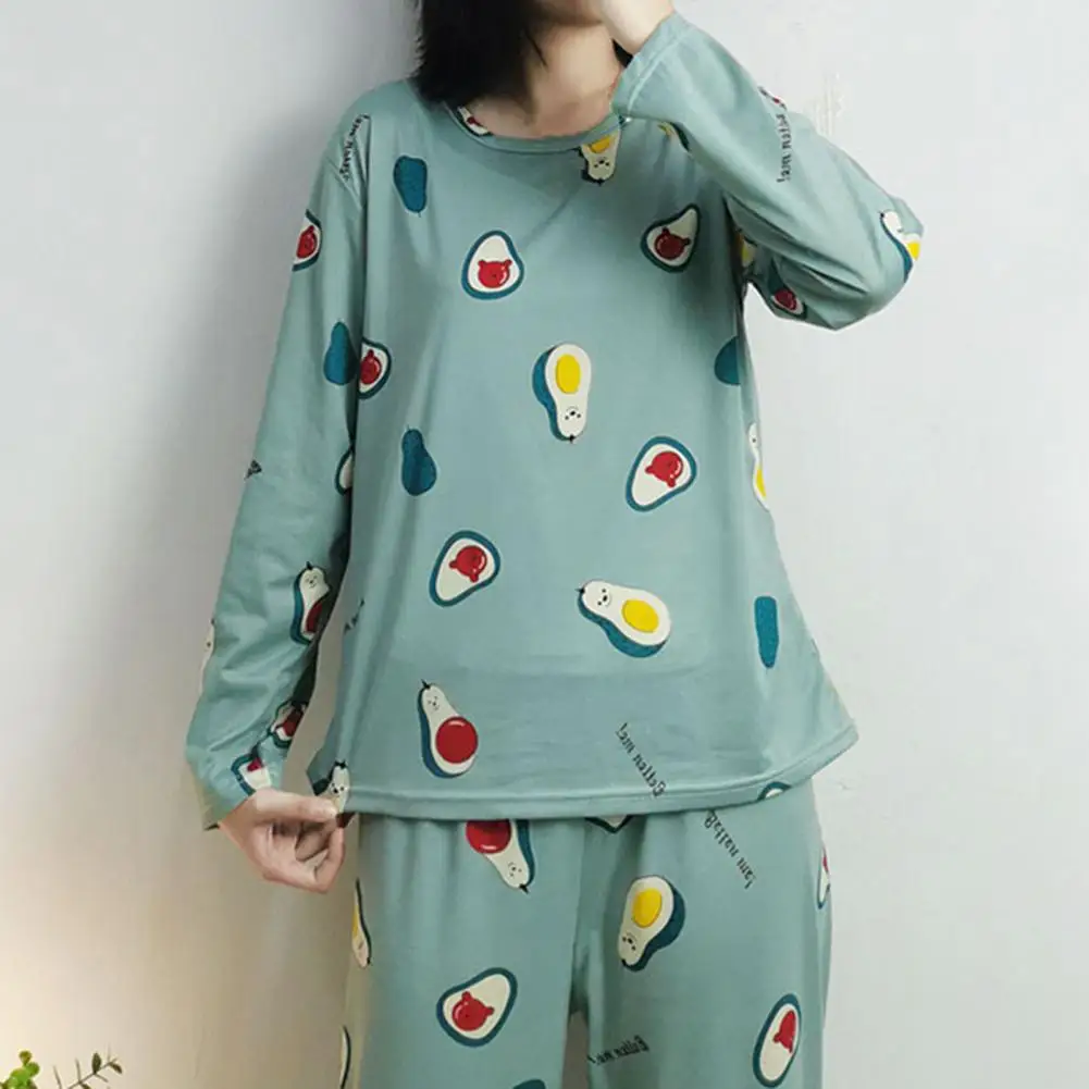 Зимний пижамный комплект Skin-Touch, милый розовый редис, женский пижамный комплект с круглым вырезом, женская ночная рубашка из двух предметов для повседневной носки