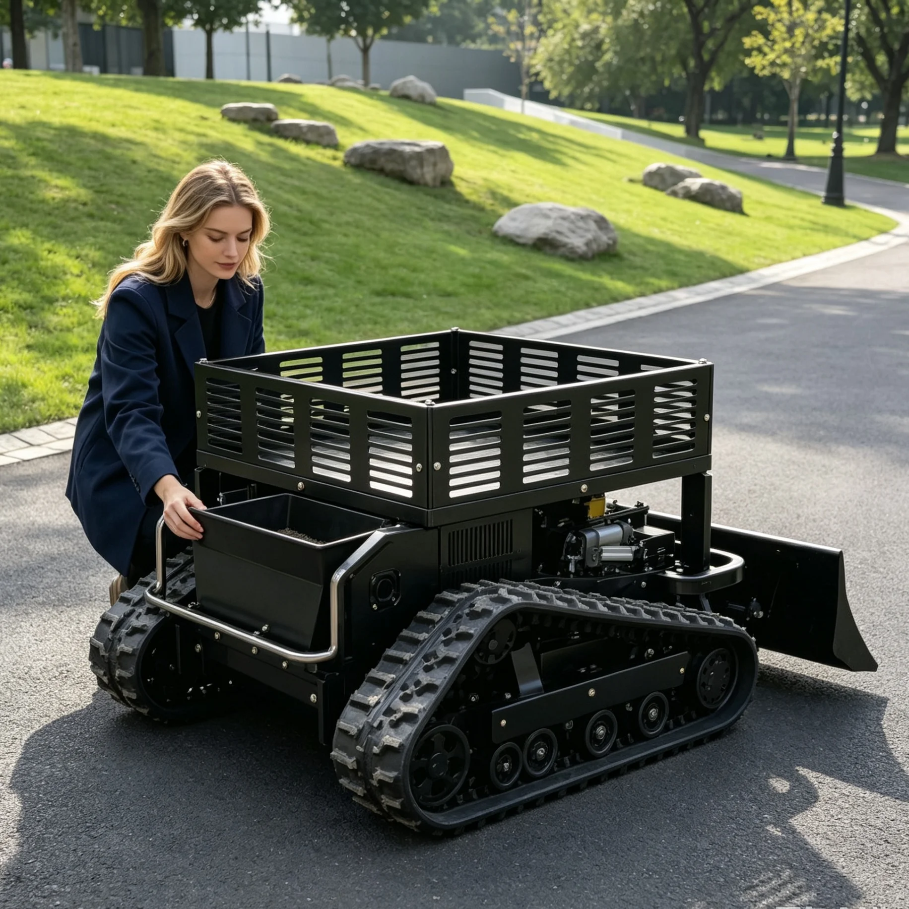 Customized detachable snow shovel & expandable storage rack, 550 intelligent robot lawn mower with display screen serves residen