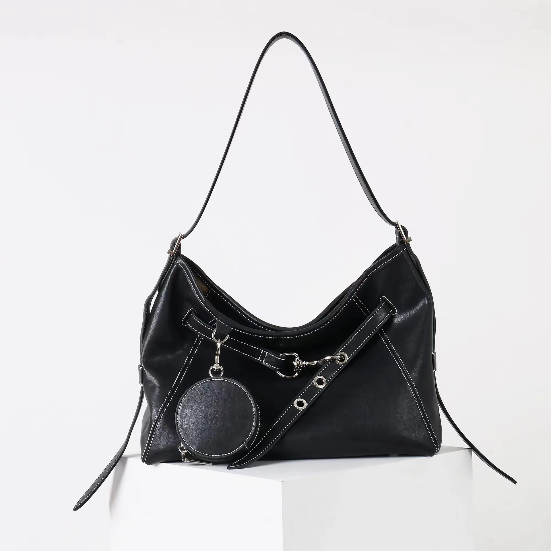

Genuine leather underarm bag 2025 new niche design vegetable tanned cowhide handbag fashion ladies one-shoulder tote bag
