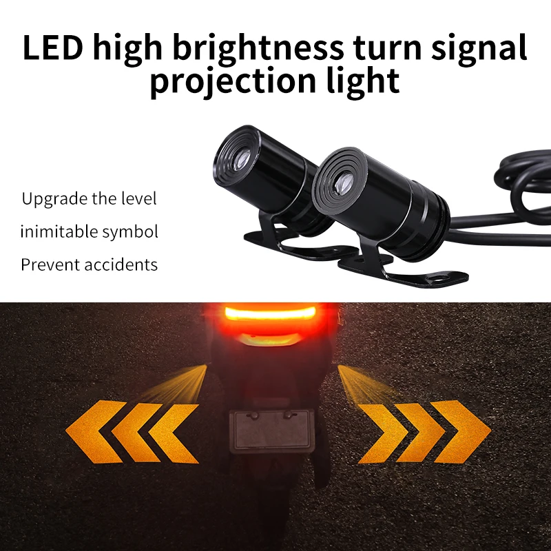 

1Pair Motorcycle Yellow LED Turn Signal Lamp Projection Light Electric Car Street Modification Welcome Decoration Anti-collision