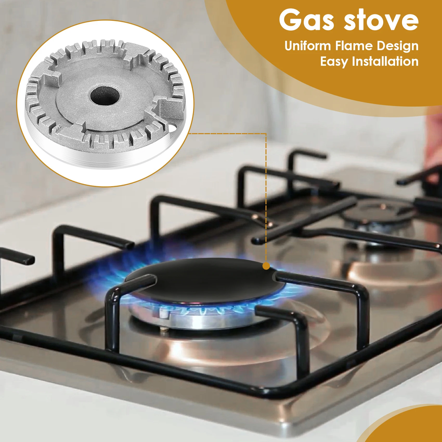 Neues Herd-Hut-Set, aufgerüsteter Herddeckel, Ofen-Gas-Kochfeld-Brenner, Kronen-Flammenkappe, Gasbrenner-Flammenkappe, passend für die meisten Gasherdbrenner