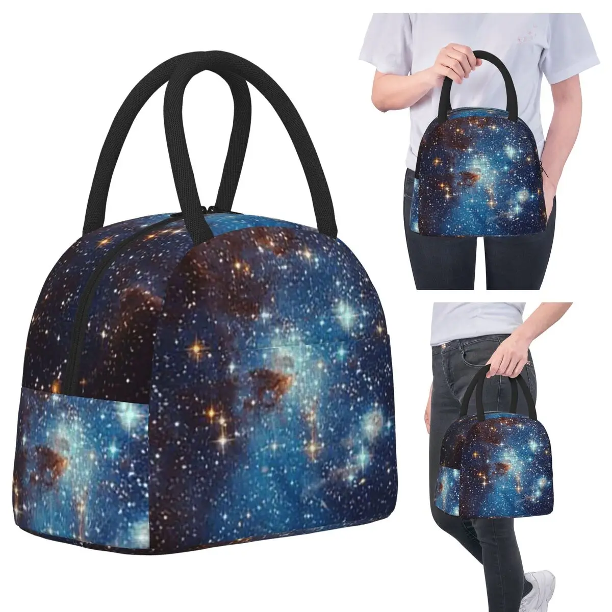 

Blue Nebula Stars Space Insulated Lunch Bag for Kids School Cooler Thermal Food Box Tote Portable Lunch Boxes Container