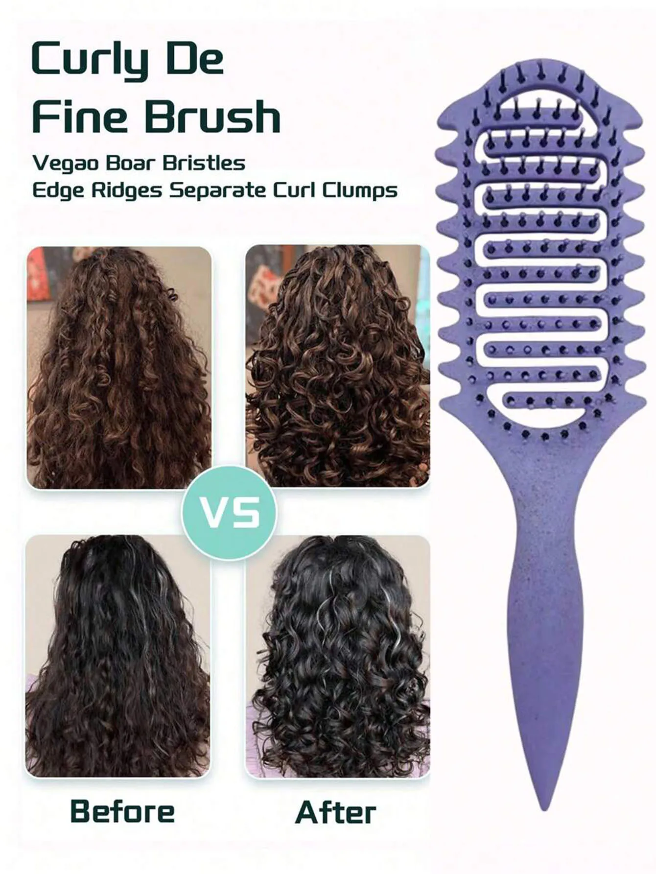 Locken-Definierbürste mit Hohlraumdesign, Entwirrbürste für nasses, lockiges Haar, Formgebende Lockenbürste, Friseurwerkzeug – Detail 5