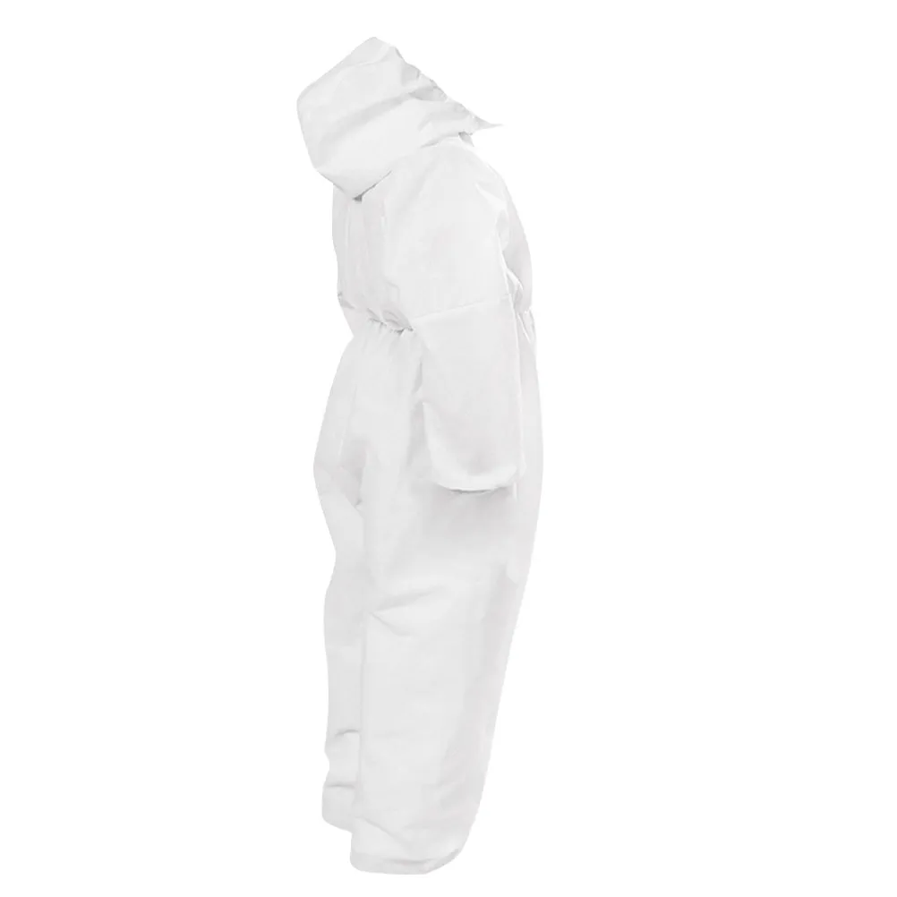 

Одноразовый белый защитный комбинезон с капюшоном, легкий, дышащий, цельный, для использования в помещении и на улице, размер L, с перчатками и бахилами