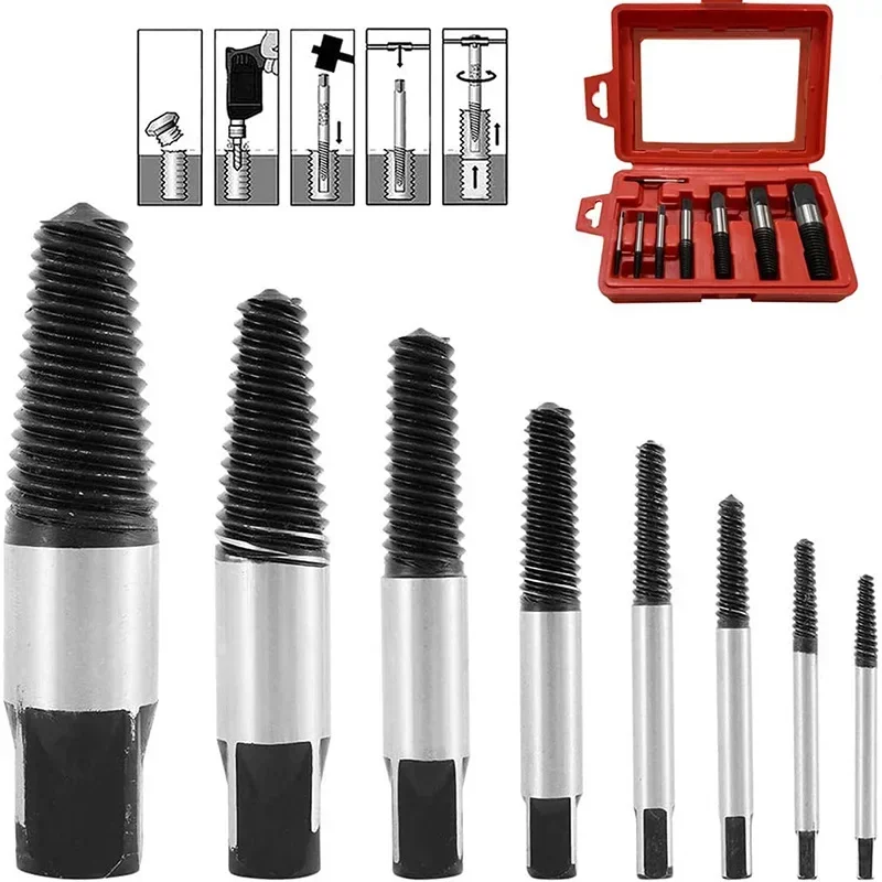 5/6/8Pcs Screw Extractor Center Drill Bits Guide Set Speed Screws Out Extractor Drill Bits Tool Broken Damaged Bolt Remover Tool