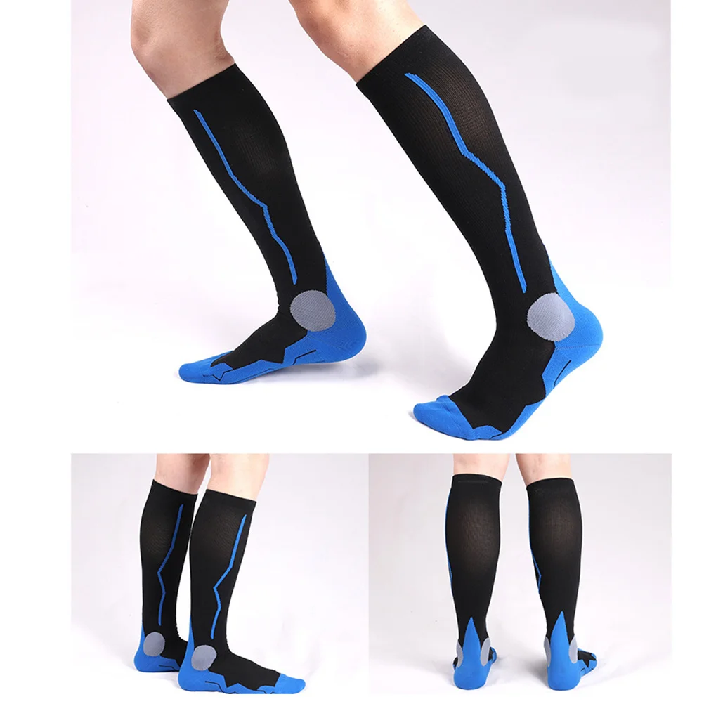 

1Pair Marathon Running Compression Socks Blue Lxl Size Breathable Sports Socks Leg Protector Pressure Sock Breathable Stockings