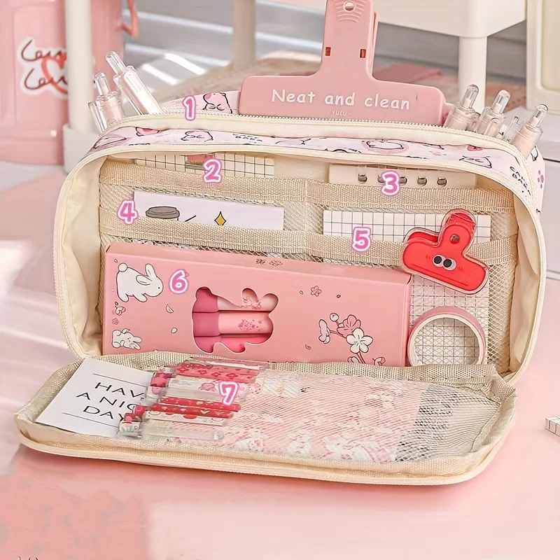 Cute Capybara Printed Pen Pencil Marker Case - Portable Washable Zippered Stationery Organizer with Multiple Compartments