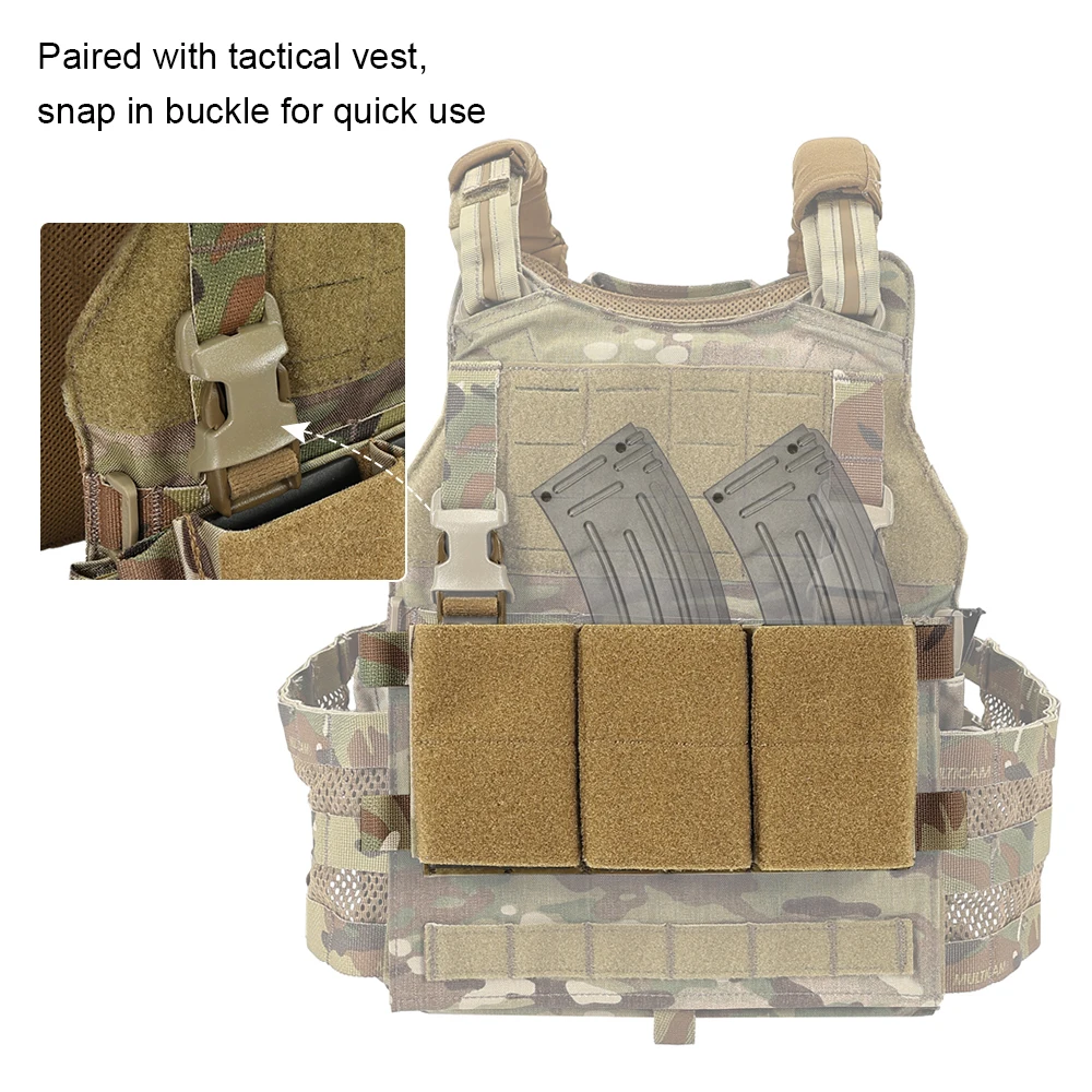 Tactical Magazine bag 5.56 Dual Purpose Magazine Pouch Triple Magazine Bag Hunting Vest Front Panel Mag Bag hook & loop