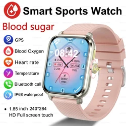 Montre connectée avec appels vocaux HD pour femme, écran entièrement tactile AMOLED, fréquence cardiaque, moniteur de glycémie, IOS, 1.85