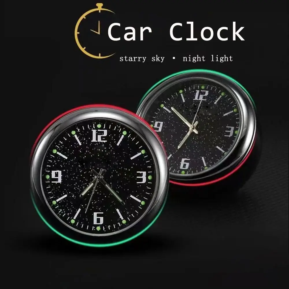 Mental Car Clock Waterproof Night Light Dashboard Clock Quartz Clock Double Side Tape 40mm Electronic Watch Bicycle