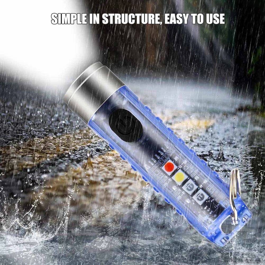 

Rechargeable Keychain Flashlight Waterproof ABS PC Stainless Steel High Brightness LED Adjustable Light Color Mini