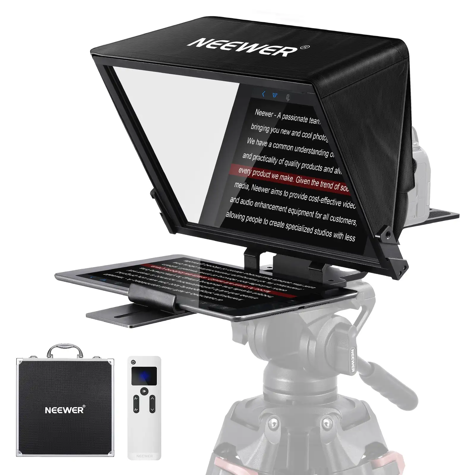 NEEWER X14 PRO Remote Teleprompter Compatible with iPad 12.9" iPad Pro 11" iPad Pro iPad mini and Smartphones