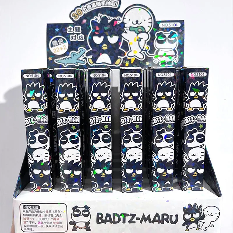 

24pcs/lot Cartoon Sanrio BADTZ-MARU Press Gel Pen Cute XO 0.5mm Black Ink Signature Pens Promotional Gift School Supplies