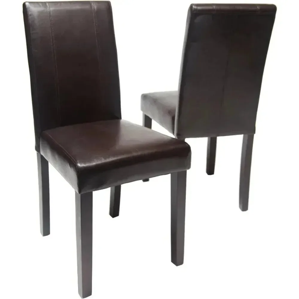 

Dining Chair of 2 Set, Solid Wood Leatherette Padded Chairs With back, Modern Mid Century Living Room Leather Chair