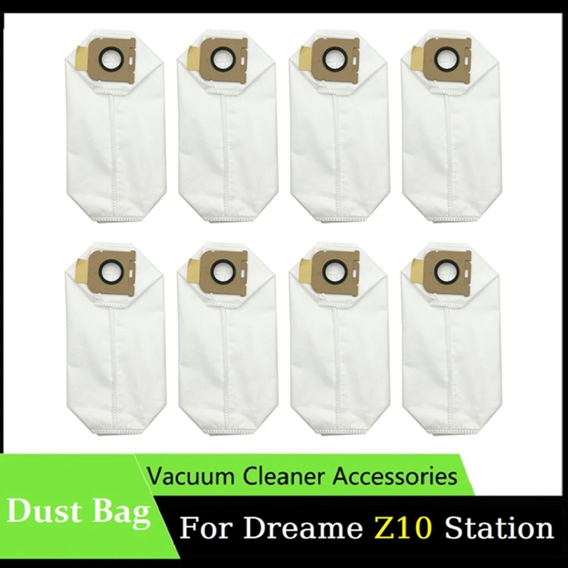 AC66 8PCS Dust Bag for Dreame Z10 Station Robot Vacuum Cleaner Dust Bag Replacement Spare Parts Non-Woven Garbage Bag