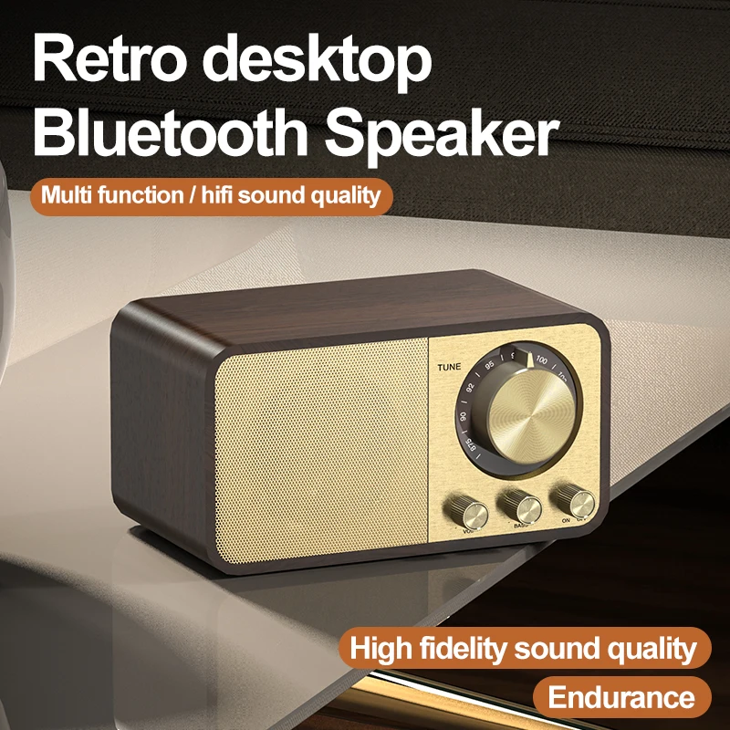 JY-66 Private Model Creative Retro Bluetooth Speaker Wooden Bluetooth Speaker Subwoofer Stereo Card Radio