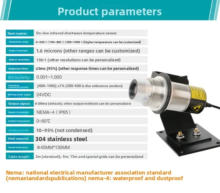 เซ็นเซอร์วัดอุณหภูมิอินฟราเรดคลื่นสั้น, เครื่องวัดอุณหภูมิอินฟราเรดคลื่นสั้นแบบโฟกัสอุณหภูมิสูงพิเศษ, แบบไม่สัมผัส