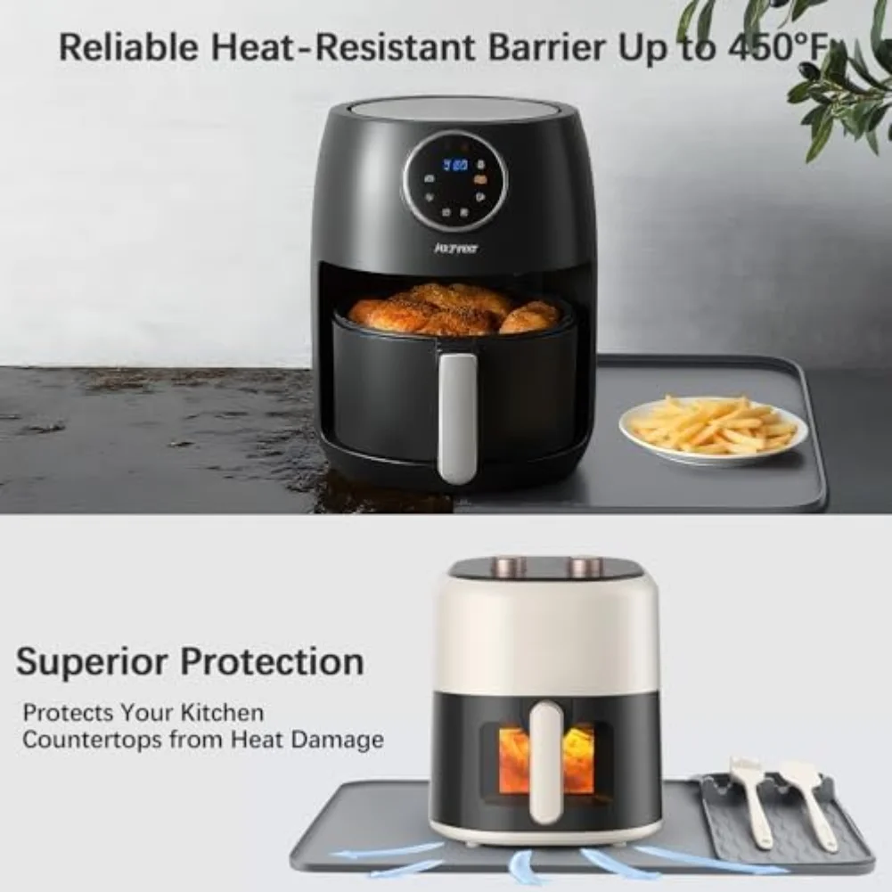 

Silicone Heat Resistant Mat For Countertop, Air Fryer Mat With Cookware Holder, Kitchen Countertop Protector For Microwave/Oven
