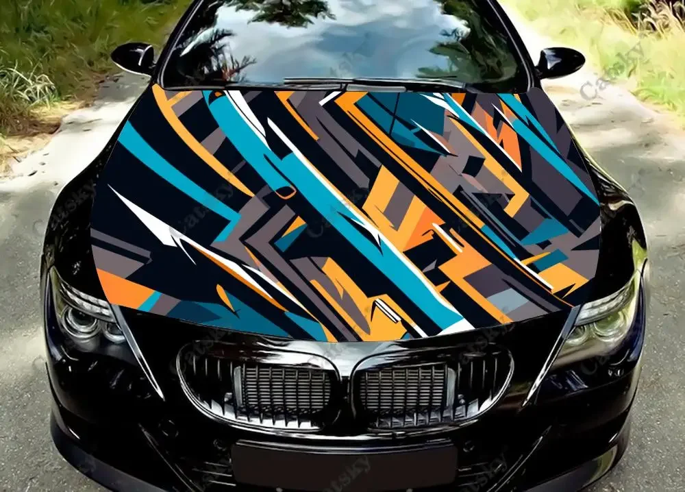 

Modern Sports Design Car Hood Vinyl Stickers Wrap Vinyl Film Engine Cover Decals Sticker Universal Car Hood Protective Film