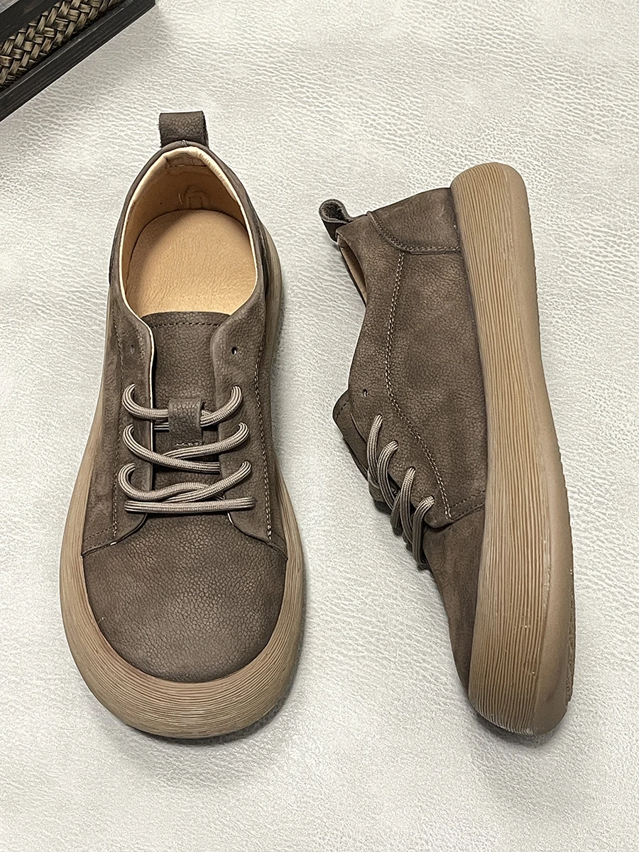 

Casual Leather oes Men's Wide Foot Thi Bot Anti-slip Low Help Boots Spring Summer New Sle Comfortable Soft Bot