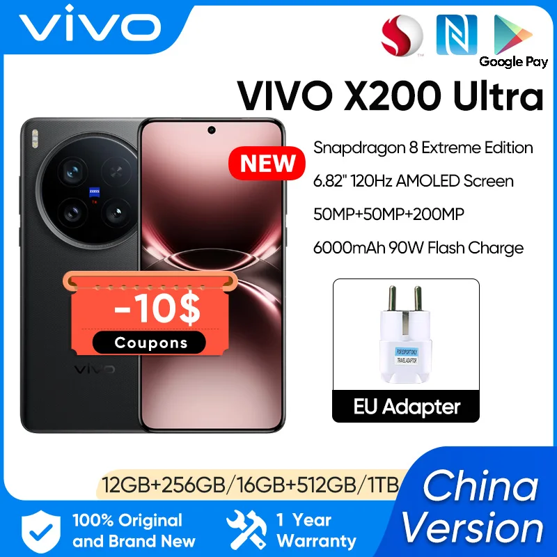 

New Vivo X200 Ultra Chinese Version Snapdragon 8 Elite 6.82'' 120Hz AMOLED Display 50MP OIS Camera 6000mAh 90W SuperCharge NFC