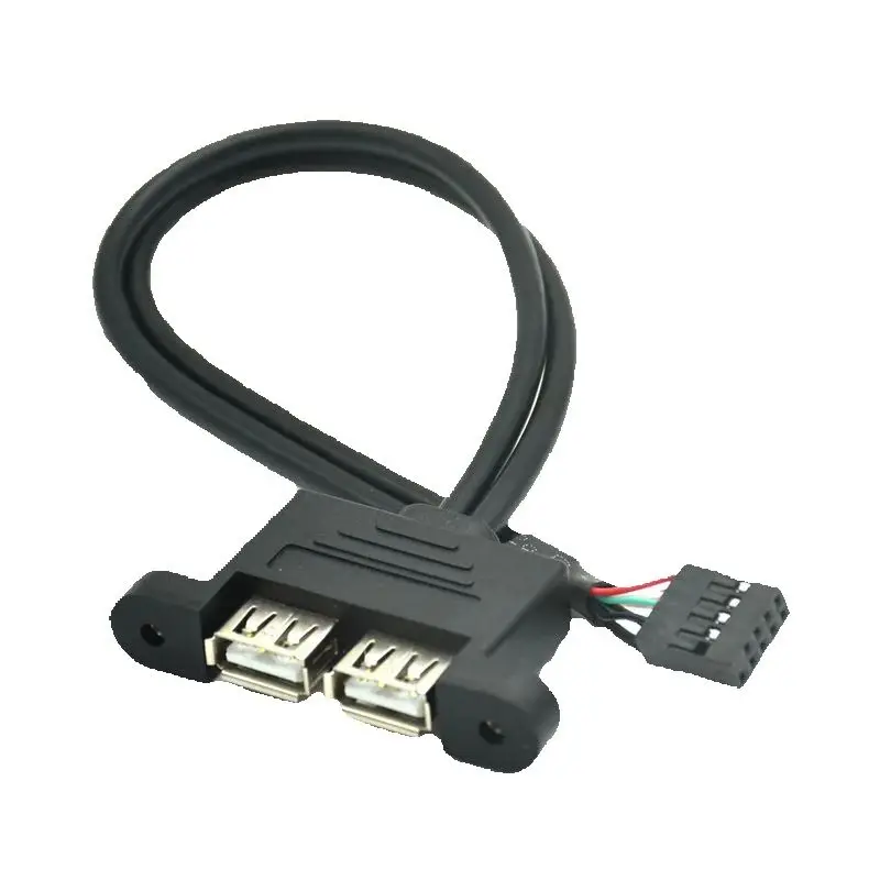 Motherboard Internal 9Pin 9P to Double 2 Port USB A Female Panel Mount Fast charging data Cable 0.3M 0.5M 1m