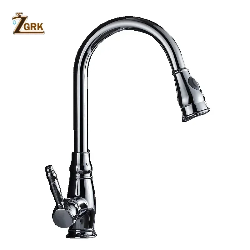 ZGRK Modern Faucet Kitchen Solid Brass Kitchen Mixer With Filter 360° Rotate Kitchen Faucets With Pull Down Sprayer Sink Mixer